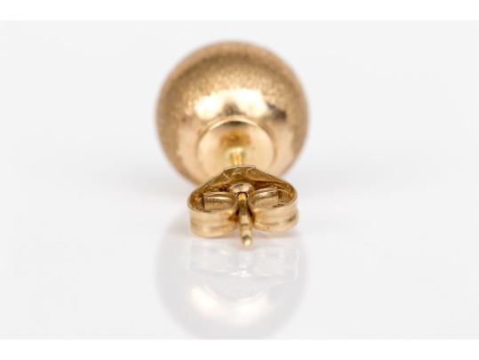 14k Yellow Gold Classic Brushed 7.75 Mm Ball Stud Earrings