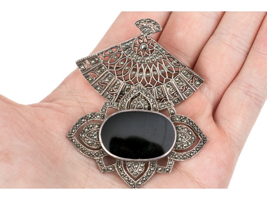 Striking Collection Of Sterling Silver And Marcasite Jewelry Pieces