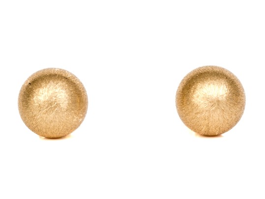 14k Yellow Gold Classic Brushed 7.75 Mm Ball Stud Earrings