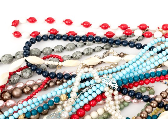Large Collection Of Vintage Assorted Costume And Fashion Beads, Including Glass