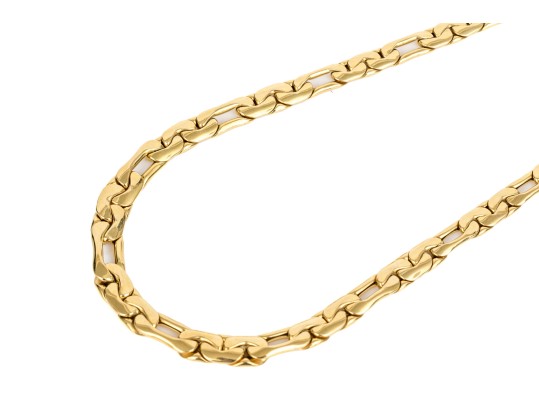 18k Yellow Gold Striking Contemporary Graduated Link Chain, 18