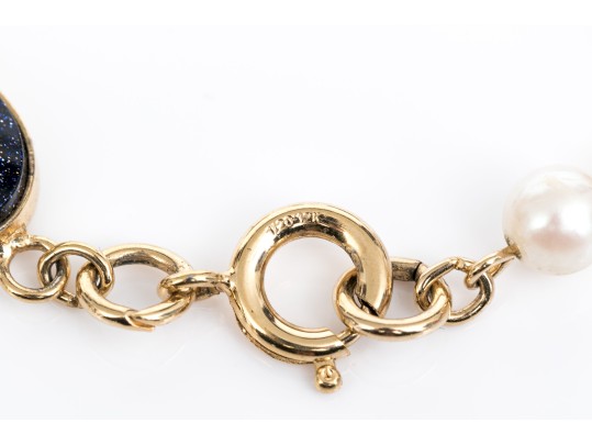 Fun Collection Of Multi Color Goldstone Glass And Black Onyx Gold Filled Jewelry Pieces