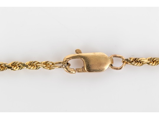 14k Yellow Gold Classic Rope Link Chain Necklace