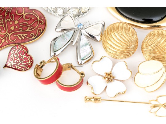 Collection Of Vintage Signed Costume Brooches Including Coro, Napier, Trifari, Monet