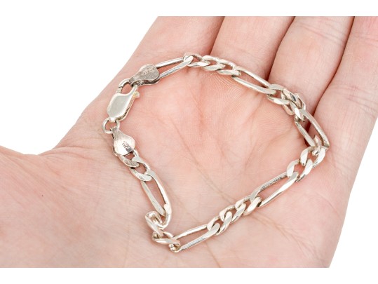 Collection Of Matching Sterling Silver Figaro Link Necklaces, And Bracelet