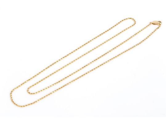 14k Yellow Gold Classic Rope Link Matinee Length Chain Necklace