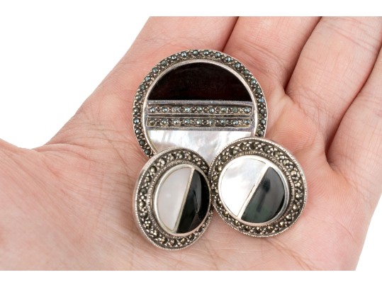 Striking Collection Of Sterling Silver And Marcasite Jewelry Pieces