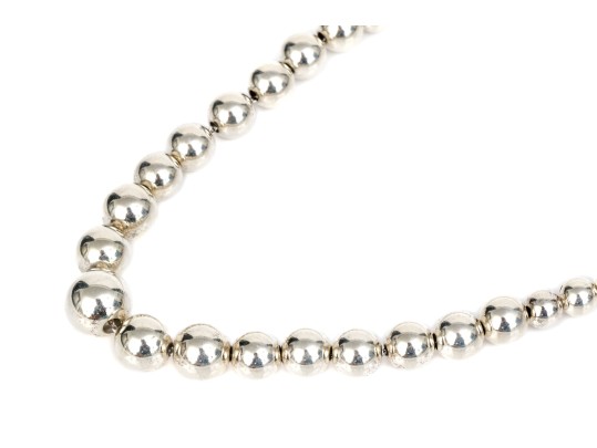 Sterling Silver Striking Graduated Beaded Opera Length Necklace