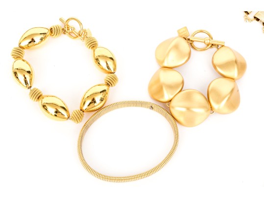 Collection Of Vintage Assorted Gold Tone Fashion Jewelry Pieces, Including Napier