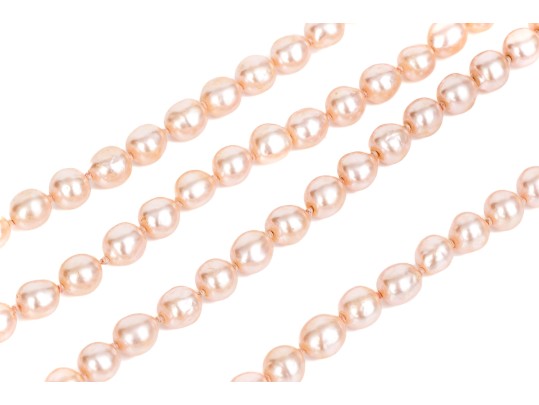 Fun Rope Length Strand Of Pink Cultured Freshwater Pearls, 55