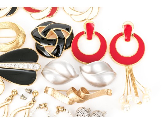 Collection Of Vintage Signed Costume Brooches Including Coro, Napier, Trifari, Monet