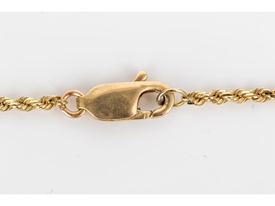 14k Yellow Gold Classic Rope Link Matinee Length Chain Necklace