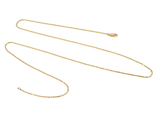 14k Yellow Gold Classic Rope Link Matinee Length Chain Necklace