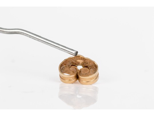 14k Yellow Gold Classic 5.25mm Trefoil Cultured Pearl Earrings, With Diamond Centers