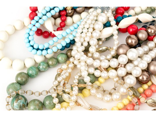 Large Collection Of Vintage Assorted Costume And Fashion Beads, Including Glass