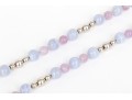 Lovely Sterling Silver, Blue Lace Agate And Amethyst Opera Length Bead Necklace