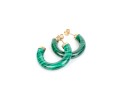 14k Yellow Gold Striking Gold Capped Malachite Round Hoop Earrings