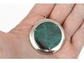 Sterling Silver Impactful Large Green Malachite Circle Pendant