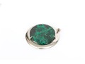 Sterling Silver Impactful Large Green Malachite Circle Pendant