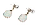 14k White Gold Simple 6.75 Mm Ball Earrings With Beautiful White Opal Double Earrings Jackets