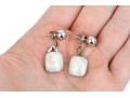 14k White Gold Simple 6.75 Mm Ball Earrings With Beautiful White Opal Double Earrings Jackets