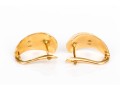 18k Yellow Gold Tapered Half Hoop Earrings, Star Chased And Red Cz Set