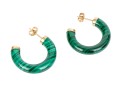 14k Yellow Gold Striking Gold Capped Malachite Round Hoop Earrings