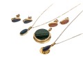Fun Collection Of Multi Color Goldstone Glass And Black Onyx Gold Filled Jewelry Pieces