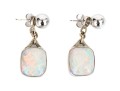 14k White Gold Simple 6.75 Mm Ball Earrings With Beautiful White Opal Double Earrings Jackets