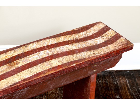 Vintage American Folk Art Paint Finished Bucket Bench