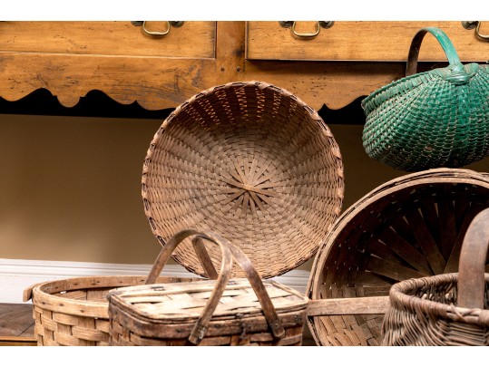 Collection Of Seven Antique American Woven Baskets