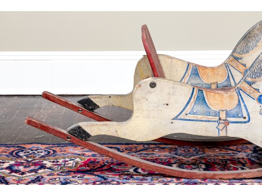 Adorable Antique American Children's Double Rocking Horse, Ca 1890-1920