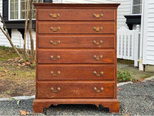 Antique American Cherry Finished Pine Chest, 1790-1820