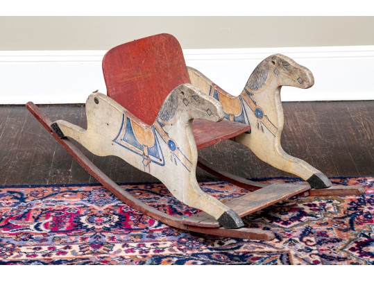 Adorable Antique American Children's Double Rocking Horse, Ca 1890-1920