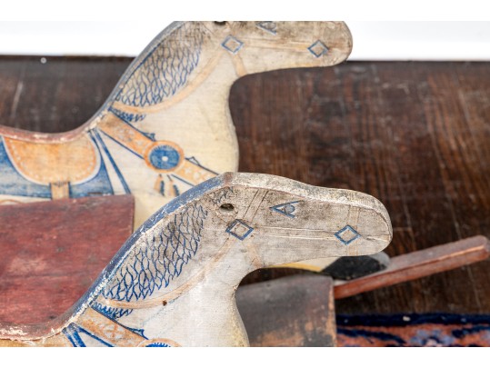 Adorable Antique American Children's Double Rocking Horse, Ca 1890-1920