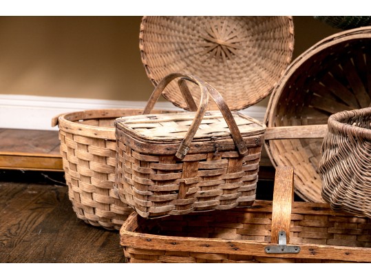 Collection Of Seven Antique American Woven Baskets