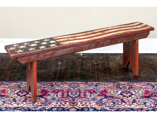 Vintage American Folk Art Paint Finished Bucket Bench