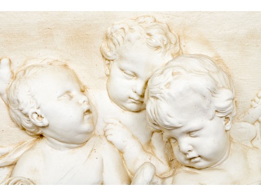 Fiberglass Neoclassical Wall Hanging, Four Cherubs