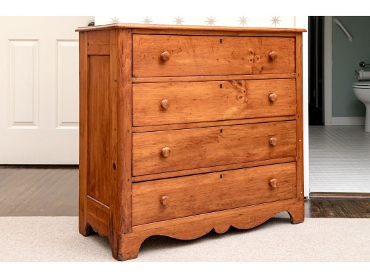 19th C. Country Cottage Pine Chest, Ca. 1850