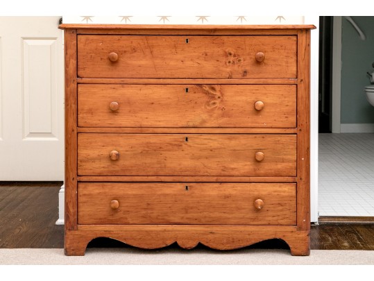 19th C. Country Cottage Pine Chest, Ca. 1850