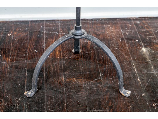 Four Antique American Colonial Style Iron Pole Floor Lamps