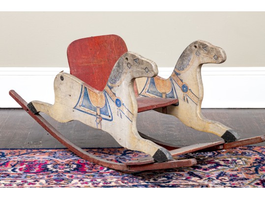 Adorable Antique American Children's Double Rocking Horse, Ca 1890-1920