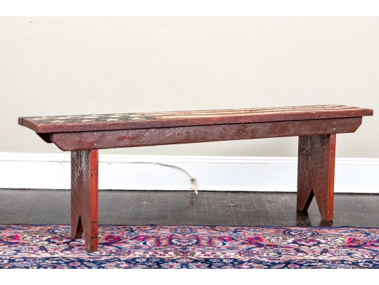 Vintage American Folk Art Paint Finished Bucket Bench
