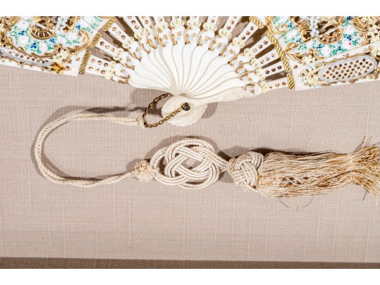 Antique Continental Framed Hand Painted Court Fan