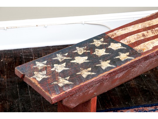 Vintage American Folk Art Paint Finished Bucket Bench
