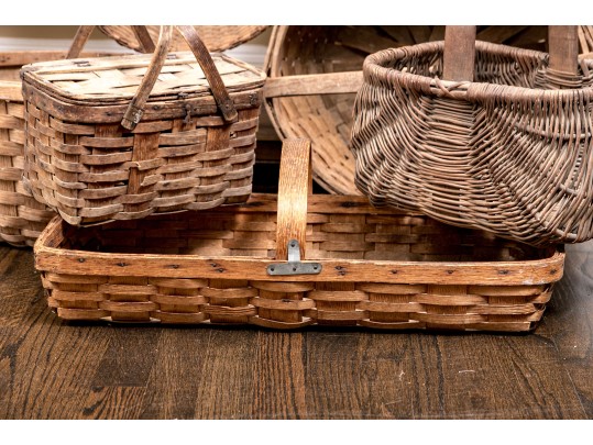 Collection Of Seven Antique American Woven Baskets