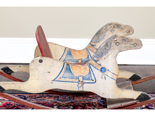 Adorable Antique American Children's Double Rocking Horse, Ca 1890-1920