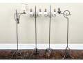 Four Antique American Colonial Style Iron Pole Floor Lamps