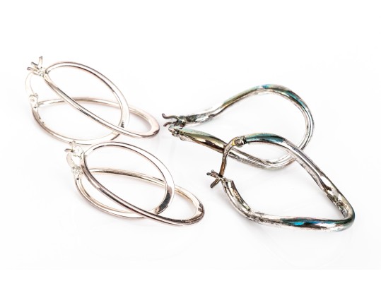 Six Pairs Of Sterling SIlver Modern Dangle Earrings