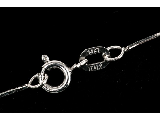 14k Fine Snake Chain With 18k Gold Diamond Set Double Open Heart Pendant, App. 0.15 TCW